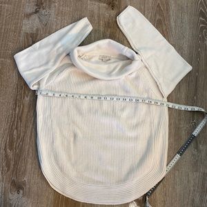 Loft cotton knit cream funnel neck sweater with comfy oversized fit. Sz L EUC